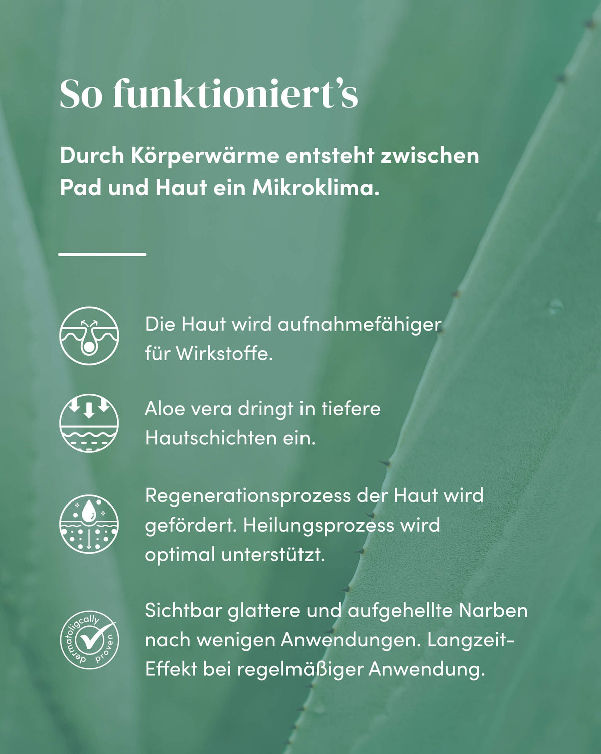 Wirkweise der Silikon-Narben Pads mit Aloe vera für sichtbar glattere und aufgehellte Narben