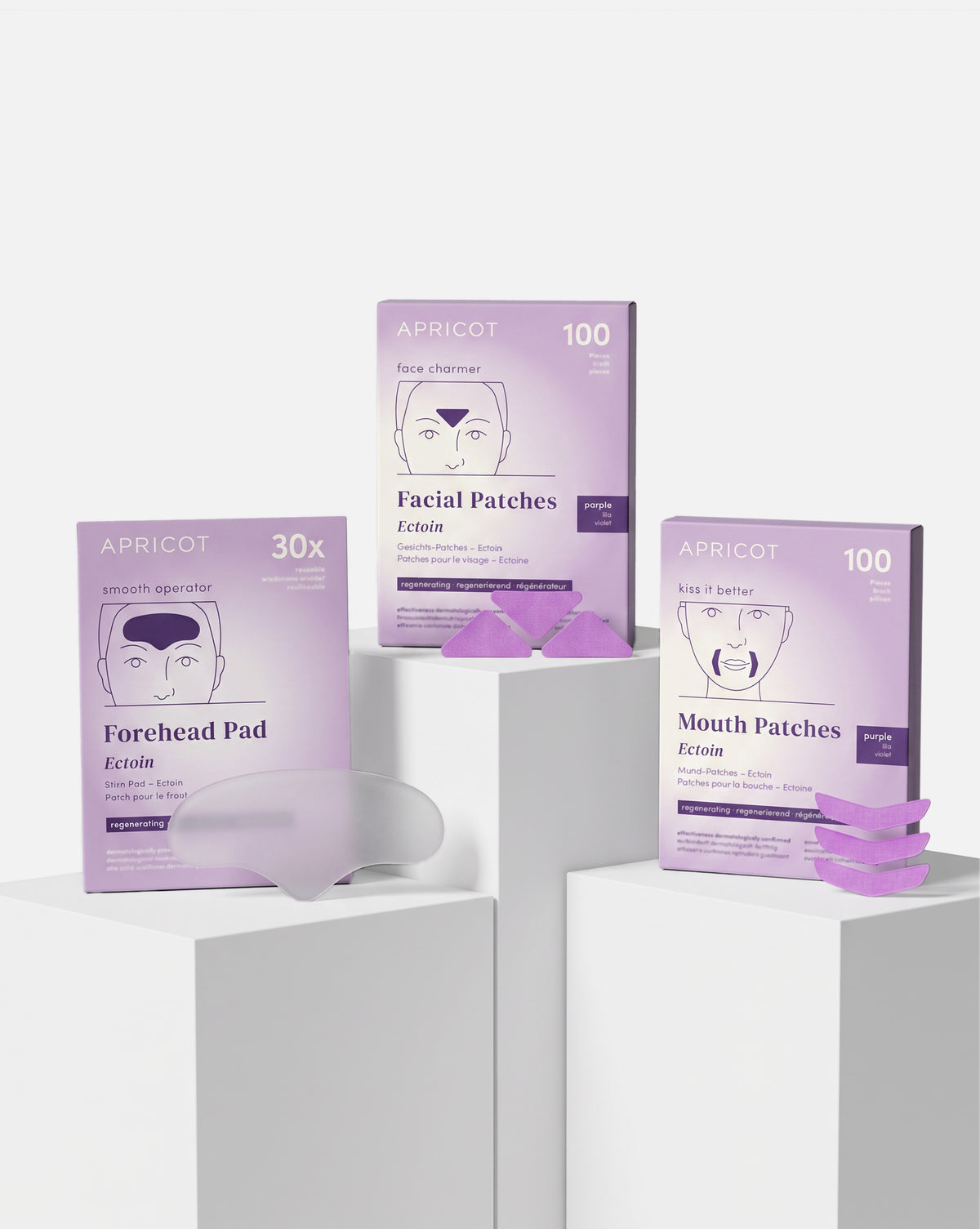 APRICOT Beauty-Set bestehend aus Ectoin Stirn Pad, Ectoin Zornesfalten Patches und Ectoin Mund Patches