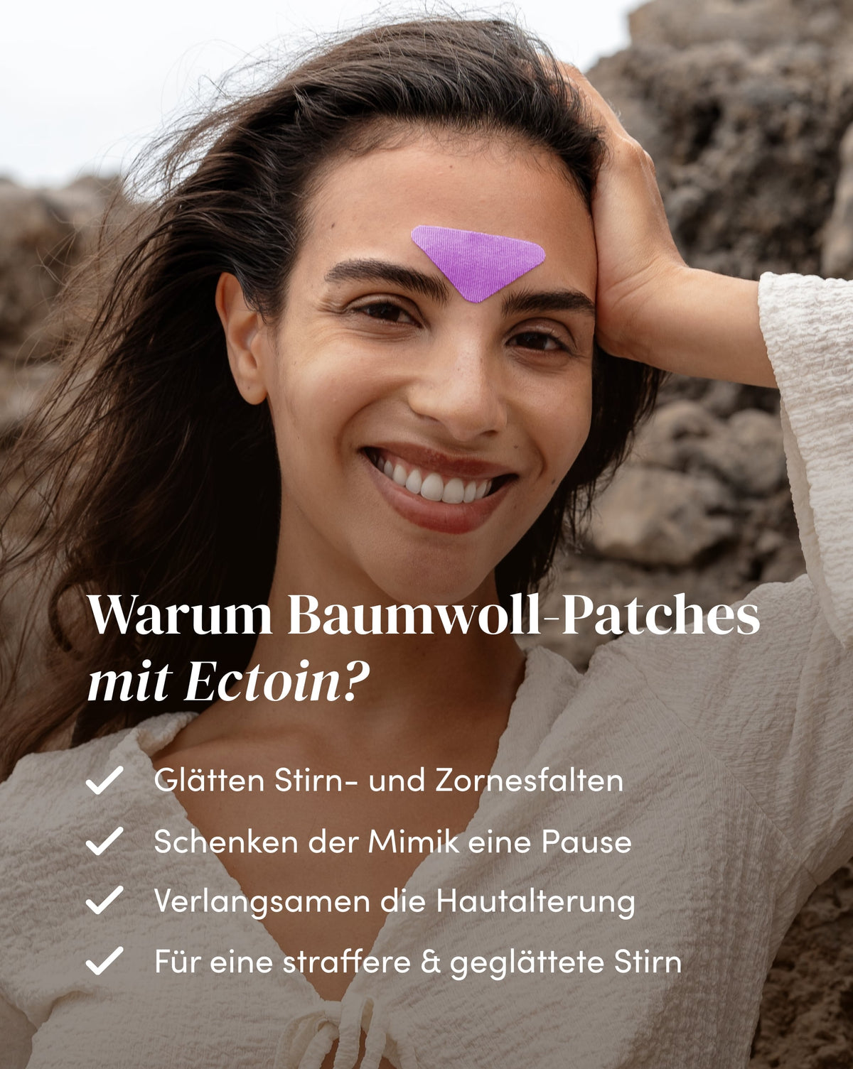Zornesfalten Patches mit Ectoin für die Stirnpartie zur Reduzierung von Stirn- und Zornesfalten