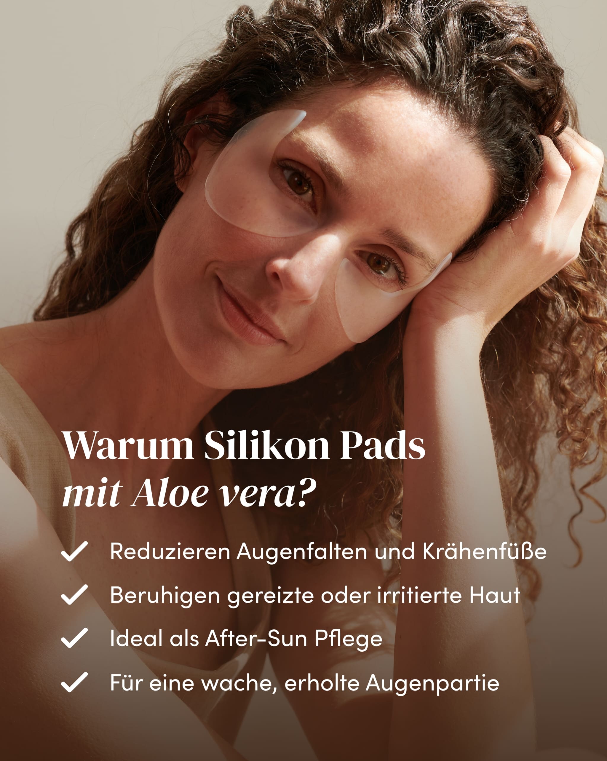 Augenpads mit Aloe vera auf der Schläfenpartie zur Reduzierung von Augenfalten und Krähenfüße