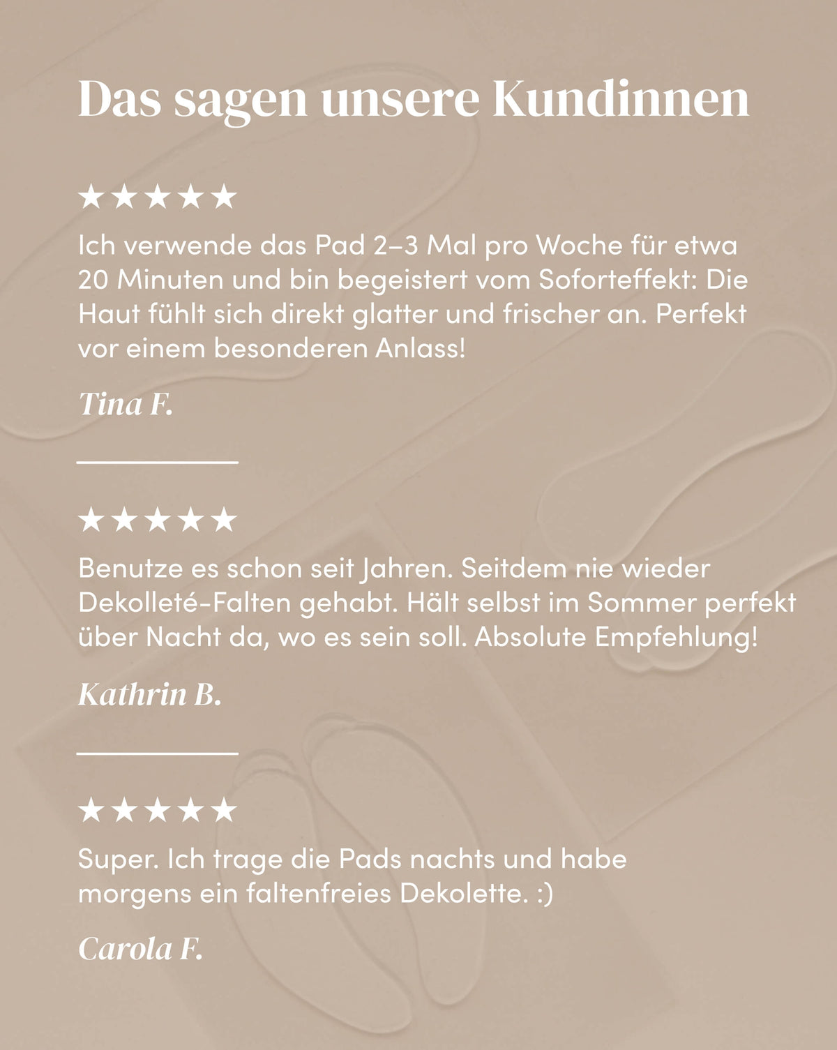 Wirksamkeit des Aloe vera Dekolleté Pad anhand von Kundenfeedback