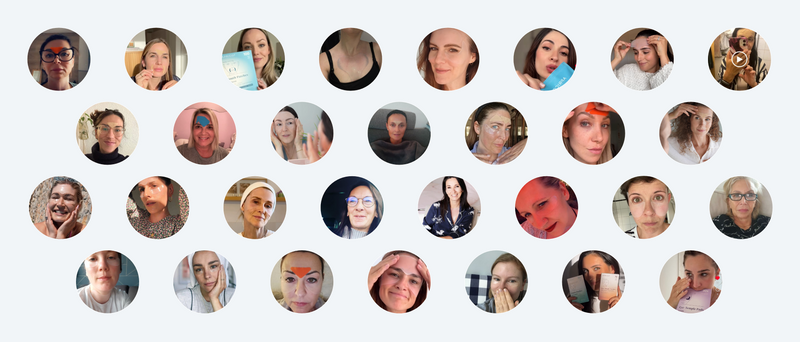 Zu sehen sind mehrere Kund:innen aus der APRICOT Beauty Community, die die Produkte anwenden