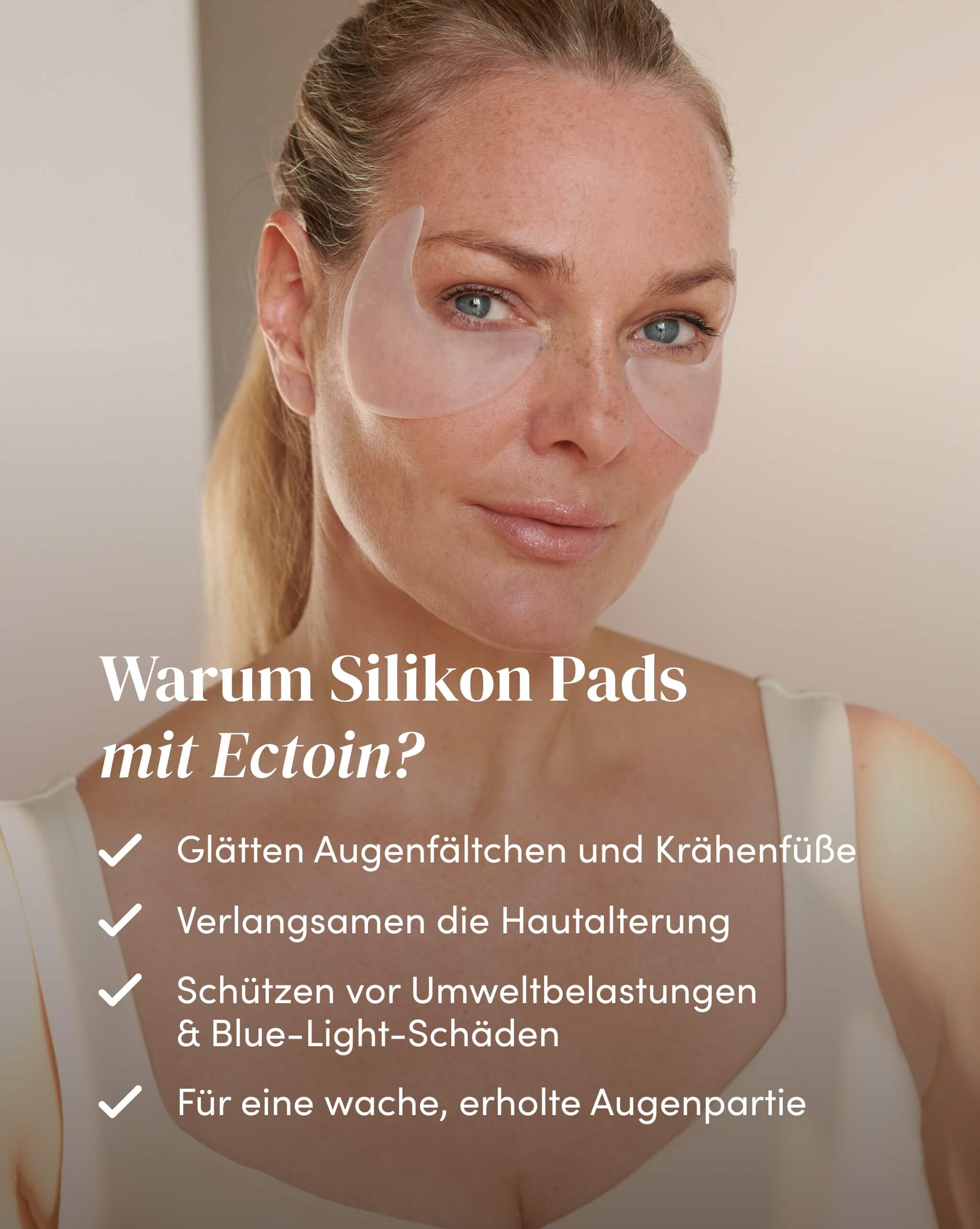 Augenpads mit Ectoin für die Augen- und Schläfenpartie zur Reduzierung von Augenfalten und Krähenfüße