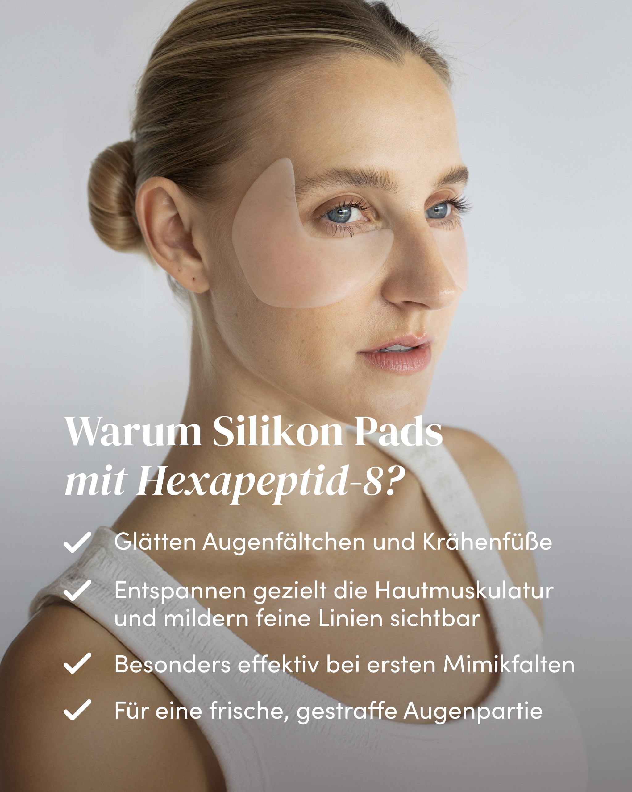 Augenpads mit Hexapeptid-8 auf der Schläfenpartie zur Reduzierung von Augenfalten und Krähenfüße