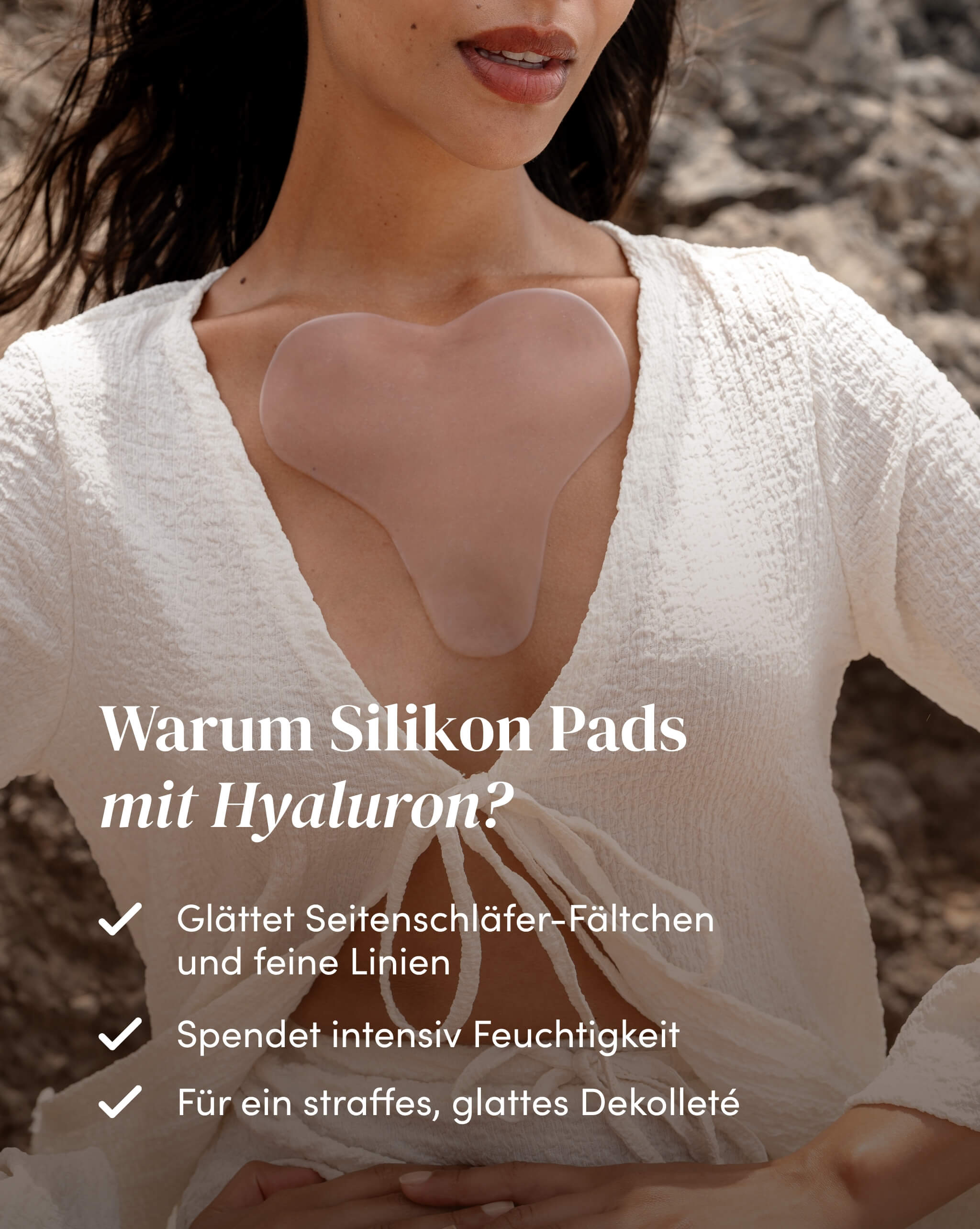 Dekolleté Pad mit Hyaluron für ein straffes, glattes Dekolleté und zur Vorbeugung von Seitenschläfer-Falten