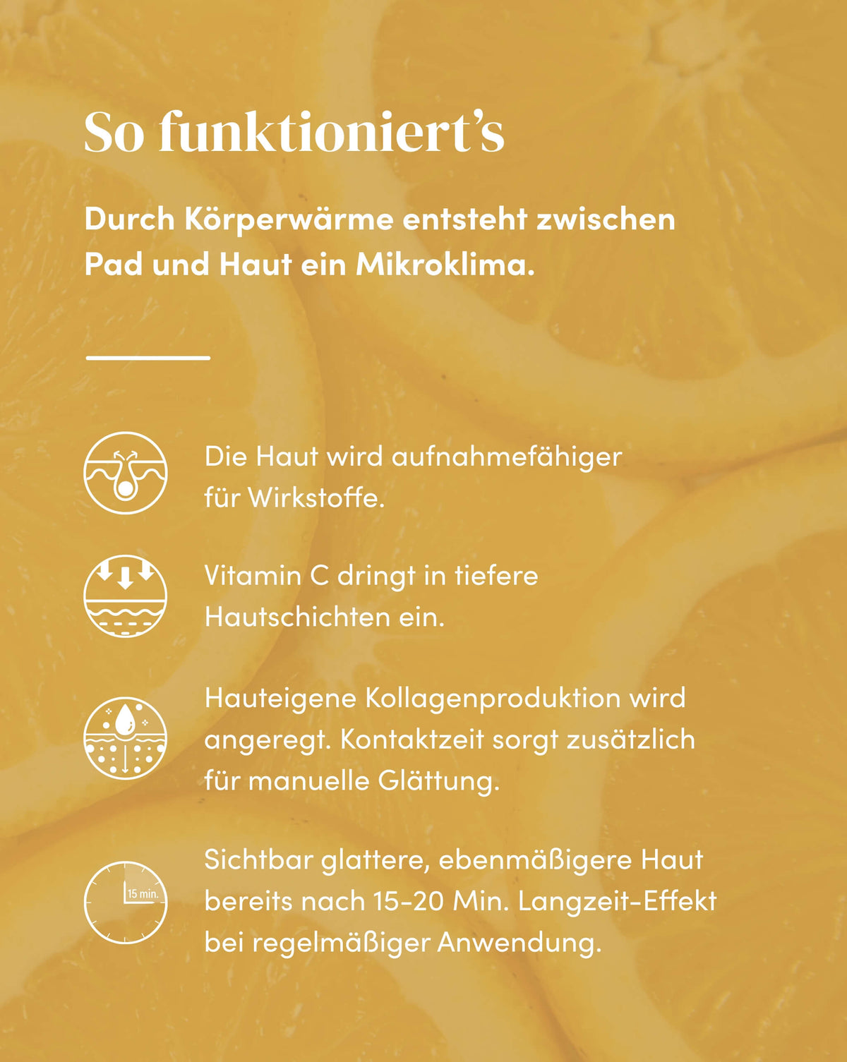 Wirkweise des Silikon-Stirn Pad mit Vitamin C für sichtbar glattere Haut